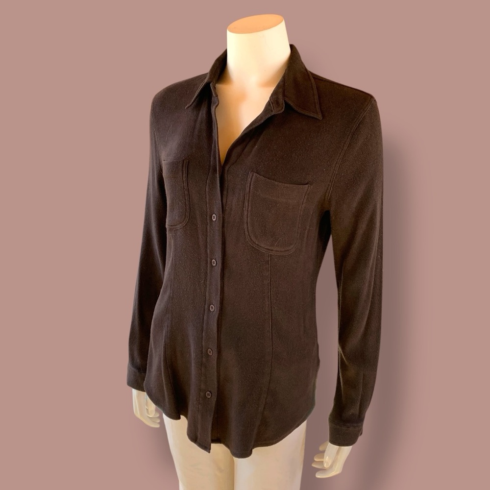 ARMANI JEANS Chocolate Brown Button Front Shirt Italy 10